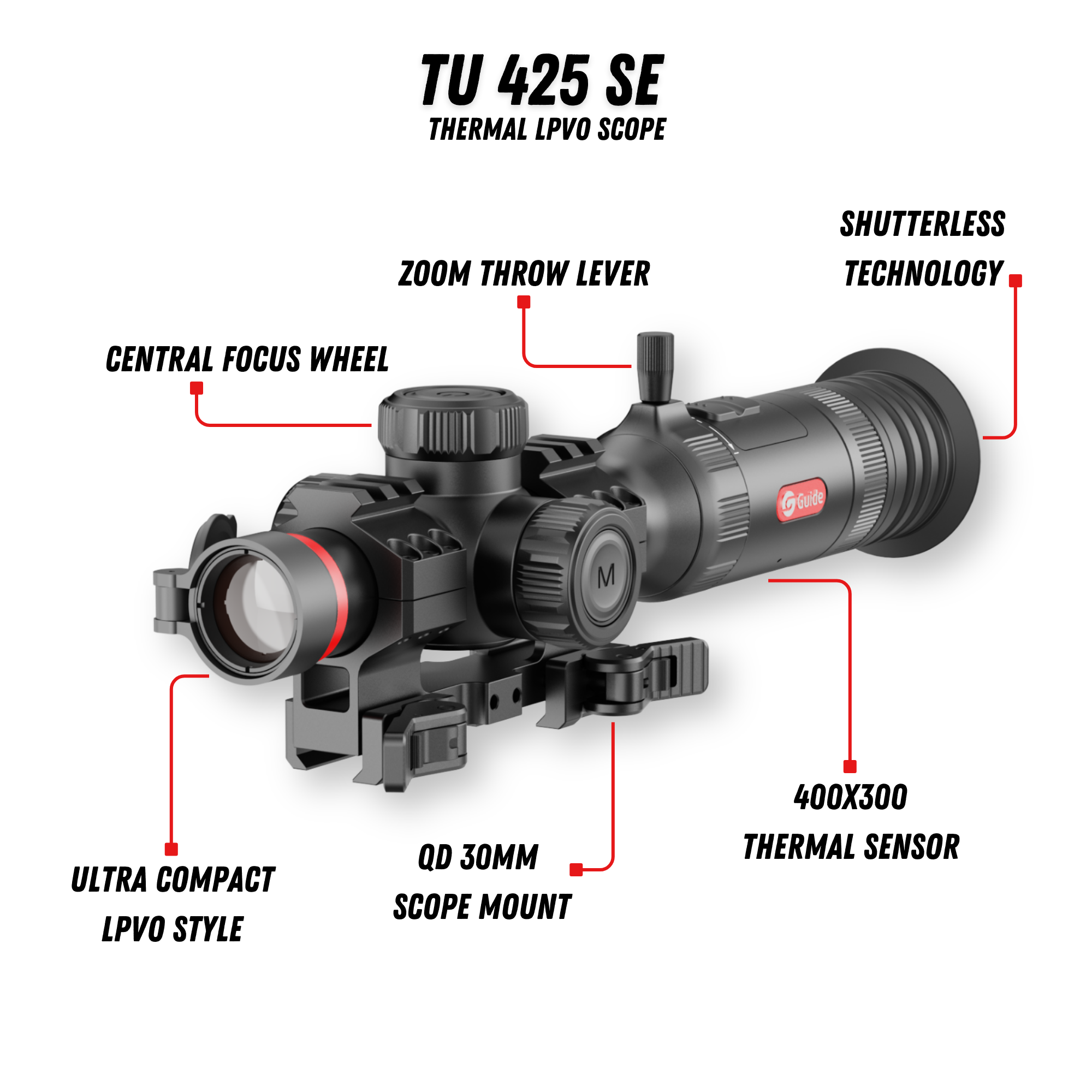 TU425 SE 3.0 Thermal Riflescope 3X 400x300 25mm