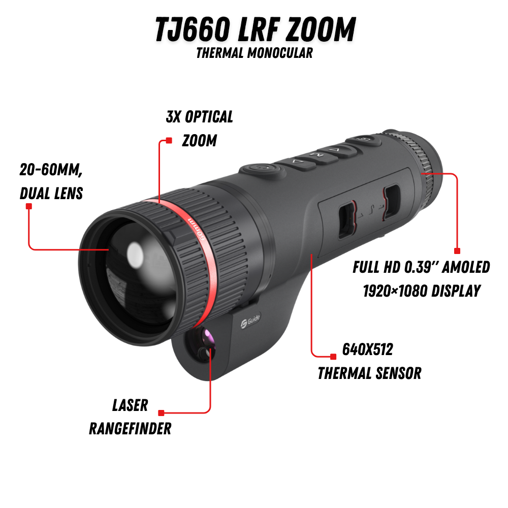 Guide Thermal TJ660 LRF ZOOM - Thermal Monocular - Guide Sensmart USA