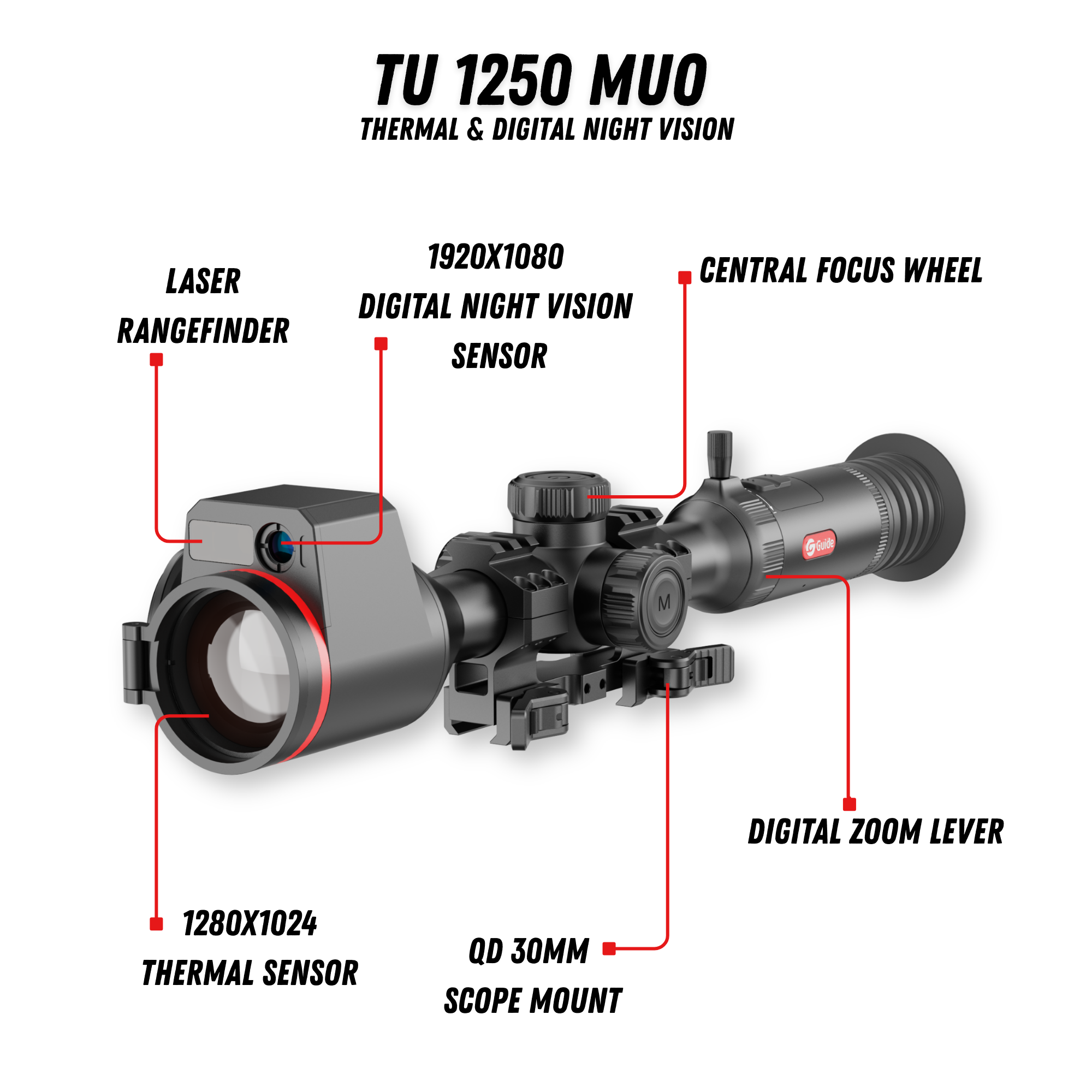TU 1250 M 3.0 Thermal & Night-Vision Riflescope 2x 1280x1024 50mm LRF