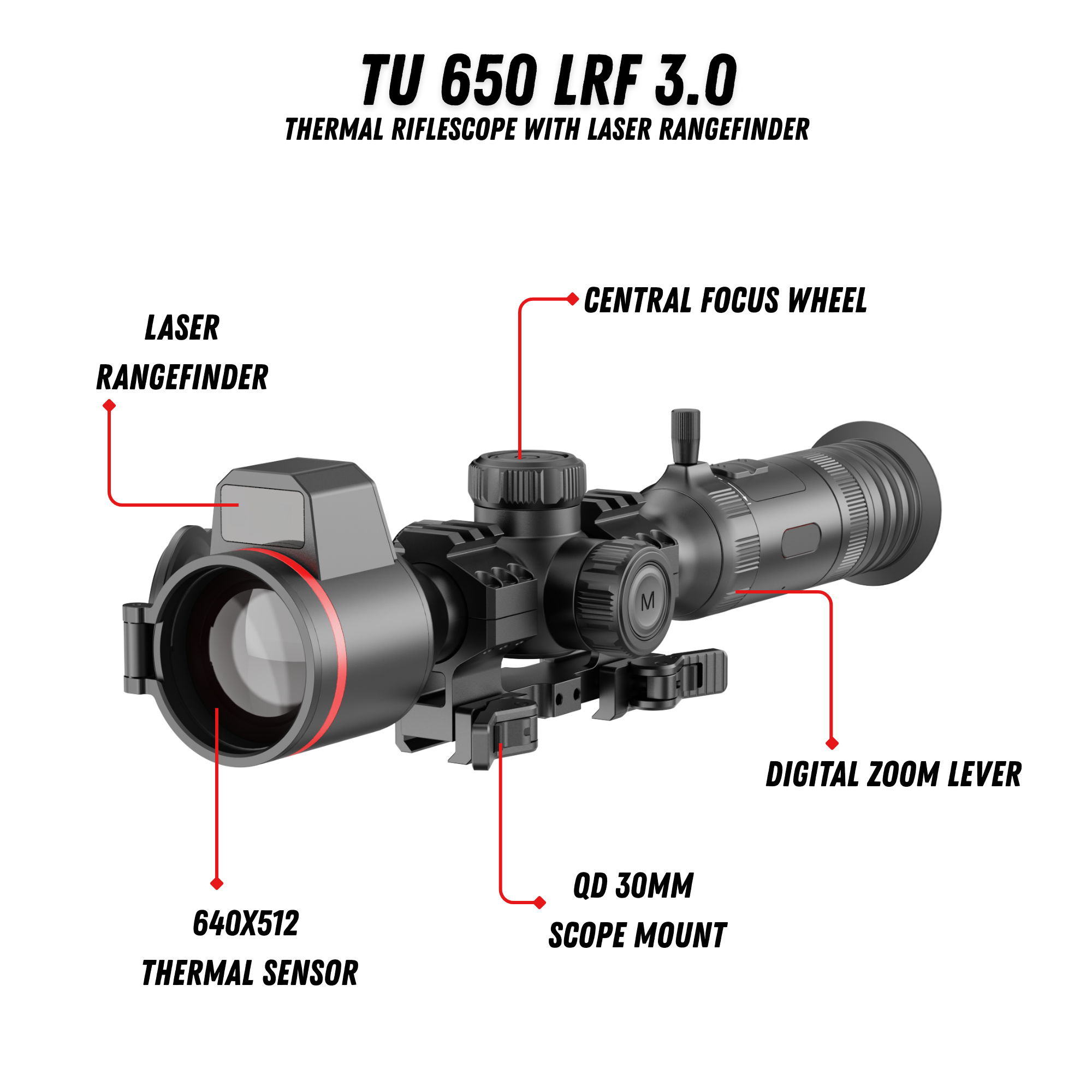 TU 650 LRF 3.0 Thermal Riflescope 3.9X 640x512 50mm LRF