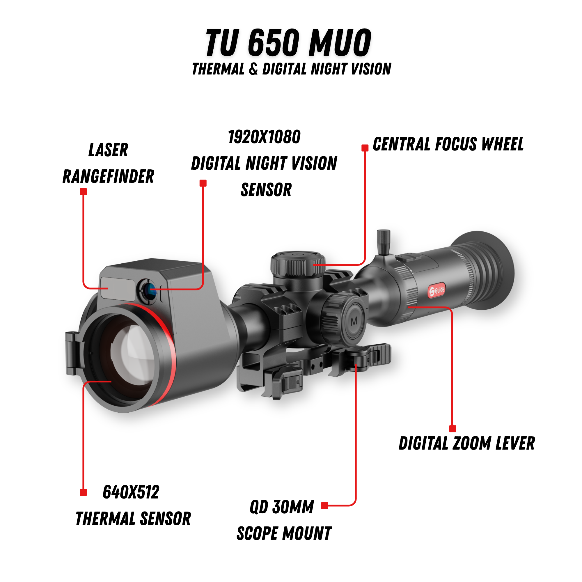 TU 650 M 3.0 Thermal & Night-Vision Riflescope 3.7x 640x512 50mm LRF